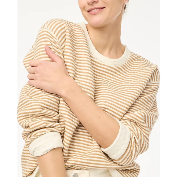J Crew Quilted Mock Neck Reversible Pullover Long Sleeve Sweater US Women's L - Picture 2 of 8